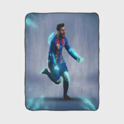 Energetic Footballer Lionel Messi Fleece Blanket 1