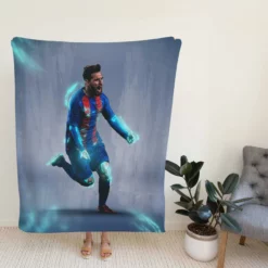Energetic Footballer Lionel Messi Fleece Blanket
