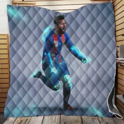 Energetic Footballer Lionel Messi Quilt Blanket