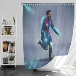 Energetic Footballer Lionel Messi Shower Curtain