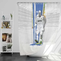 Energetic Footballer Zinedine Zidane Shower Curtain