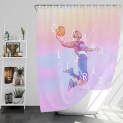 Energetic NBA Basketball Player Damian Lillard Shower Curtain