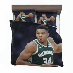 Energetic NBA Basketball Player Giannis Antetokounmpo Bedding Set 1