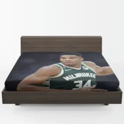 Energetic NBA Basketball Player Giannis Antetokounmpo Fitted Sheet 1