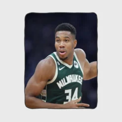 Energetic NBA Basketball Player Giannis Antetokounmpo Fleece Blanket 1