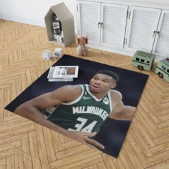 Energetic NBA Basketball Player Giannis Antetokounmpo Rug 1