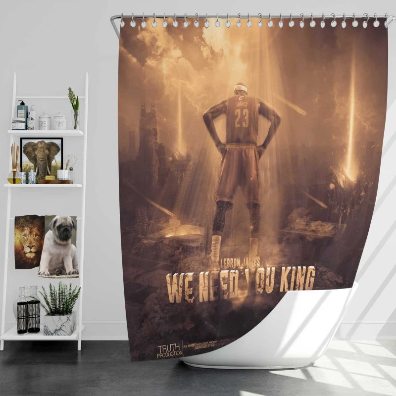 Energetic NBA Basketball Player LeBron James Shower Curtain