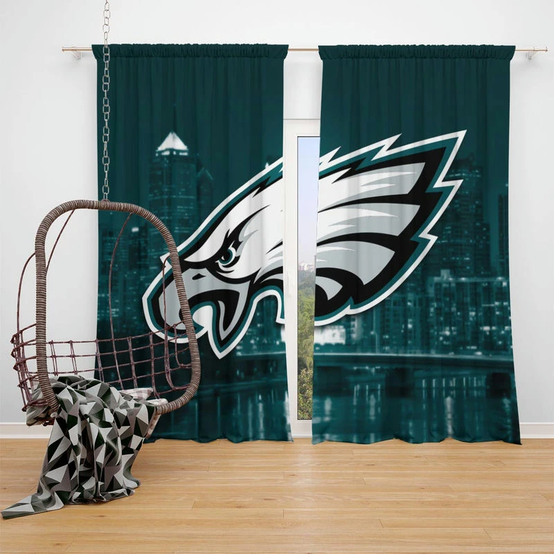 Energetic NFL Football Player Philadelphia Eagles Window Curtain