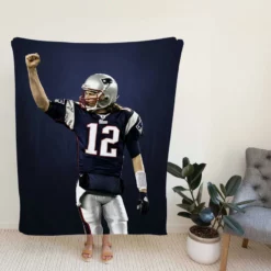 Energetic NFL Player Tom Brady Fleece Blanket