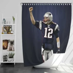 Energetic NFL Player Tom Brady Shower Curtain