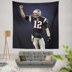 Energetic NFL Player Tom Brady Tapestry