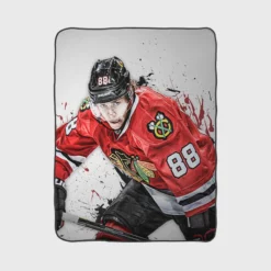 Energetic NHL Hockey Player Patrick Kane Fleece Blanket 1