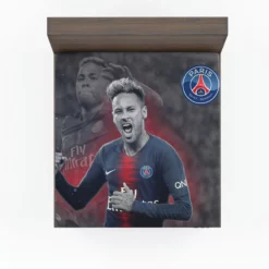 Energetic PSG Football Player Neymar Fitted Sheet