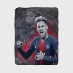 Energetic PSG Football Player Neymar Fleece Blanket 1