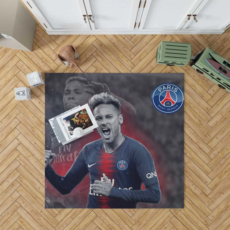 Energetic PSG Football Player Neymar Rug