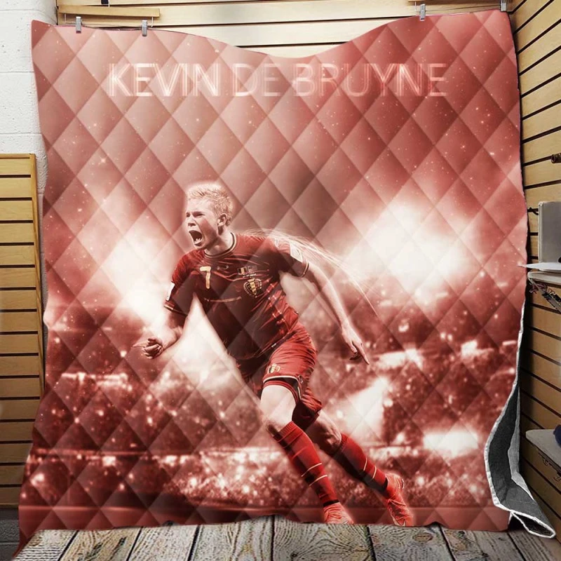 Energetic Soccer Player Kevin De Bruyne Quilt Blanket