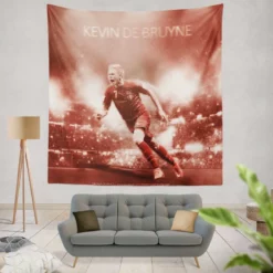 Energetic Soccer Player Kevin De Bruyne Tapestry