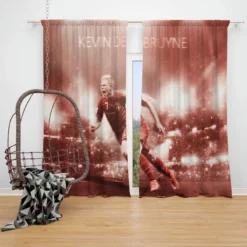 Energetic Soccer Player Kevin De Bruyne Window Curtain