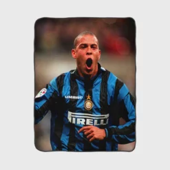 Energetic Soccer Player Ronaldo Nazario Fleece Blanket 1