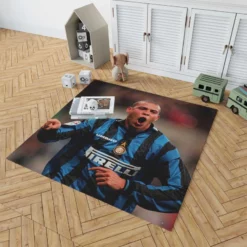 Energetic Soccer Player Ronaldo Nazario Rug 1