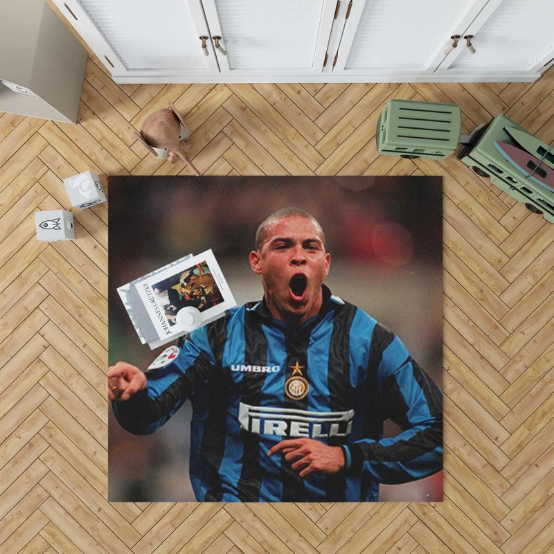 Energetic Soccer Player Ronaldo Nazario Rug