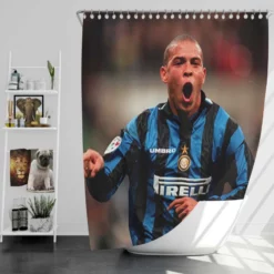 Energetic Soccer Player Ronaldo Nazario Shower Curtain