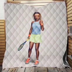 Energetic Tennis Player Naomi Osaka Quilt Blanket