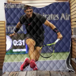 Energetic Tennis Player Rafael Nadal Quilt Blanket