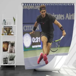 Energetic Tennis Player Rafael Nadal Shower Curtain
