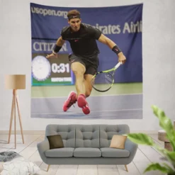 Energetic Tennis Player Rafael Nadal Tapestry