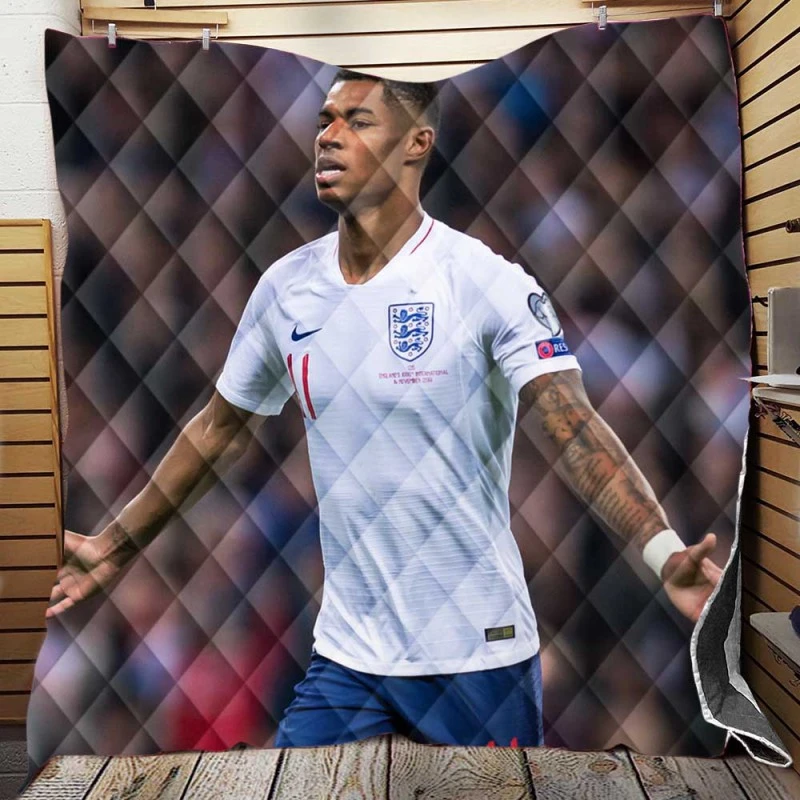 England Football Player Marcus Rashford Quilt Blanket