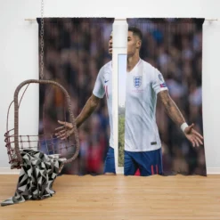 England Football Player Marcus Rashford Window Curtain