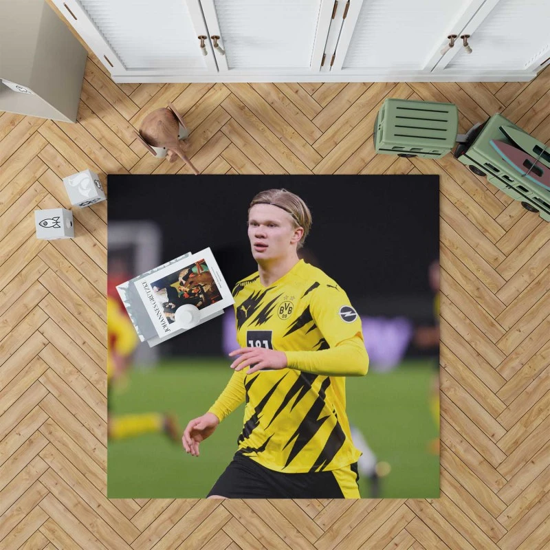 Erling Haaland Excellent Dortmund BVB Player Rug