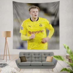Erling Haaland Popular Dortmund BVB Player Tapestry