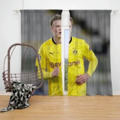 Erling Haaland Popular Dortmund BVB Player Window Curtain