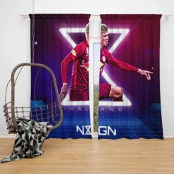 Erling Haaland Salzburg Club Forward Player Window Curtain