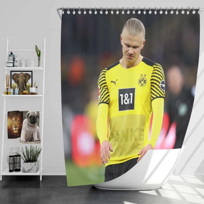 Erling Haaland Soccer Player Shower Curtain