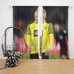 Erling Haaland Soccer Player Window Curtain