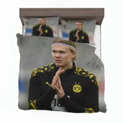 Erling Haaland in Dortmund BVB Black Jersey Bedding Set 1