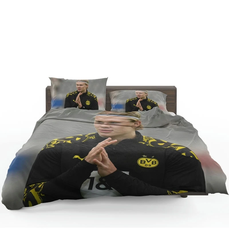 Erling Haaland in Dortmund BVB Black Jersey Bedding Set