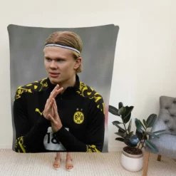 Erling Haaland in Dortmund BVB Black Jersey Fleece Blanket