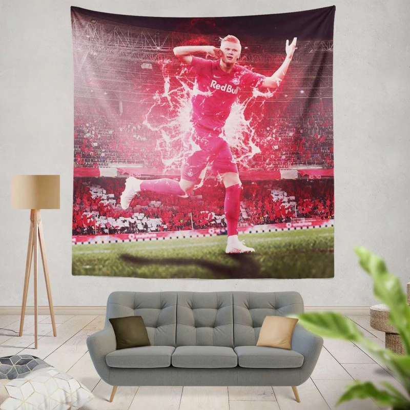 Erling Haaland in Red Bull Salzburg Club Tapestry