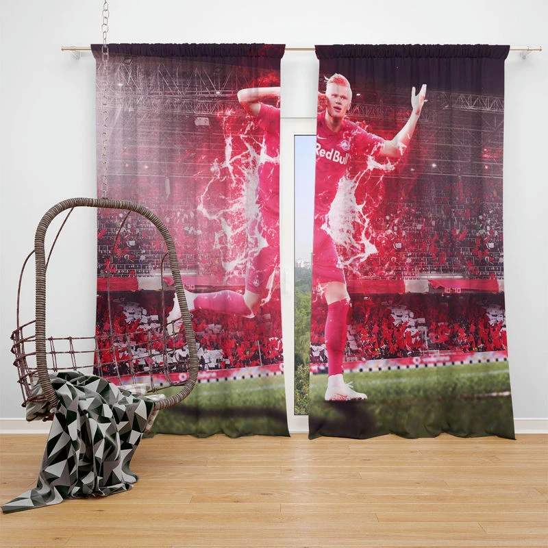 Erling Haaland in Red Bull Salzburg Club Window Curtain