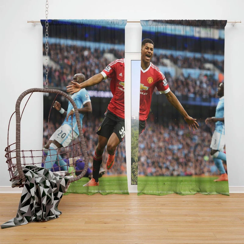 Ethical Football Player Marcus Rashford Window Curtain