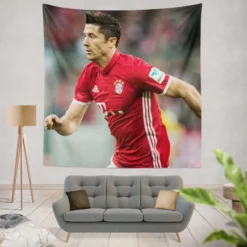 Ethical Football Player Robert Lewandowski Tapestry