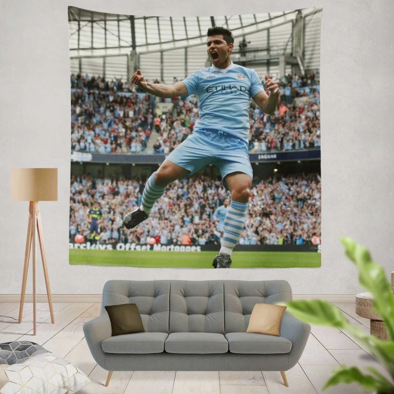 Ethical Football Player Sergio Aguero Tapestry