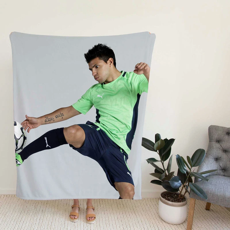 Euphoric Footballer Sergio Aguero Fleece Blanket