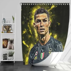European Cups Footballer Player Cristiano Ronaldo Shower Curtain