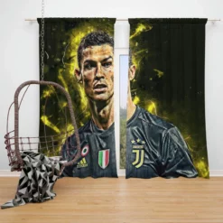 European Cups Footballer Player Cristiano Ronaldo Window Curtain
