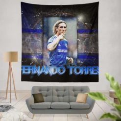Excellent Chelsea Football Player Fernando Torres Tapestry